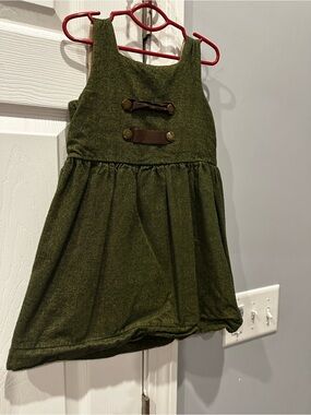 Goldybelle Girls Olive Green Sleeveless Pinafore Dress